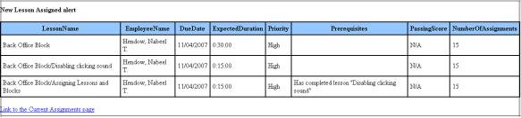 New Lesson Assigned screen capture