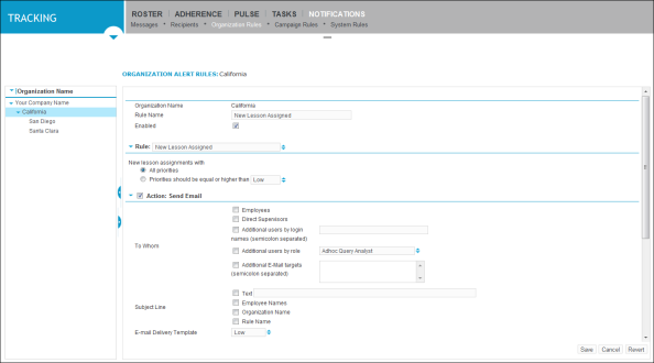 Organization Alert Rules screen capture