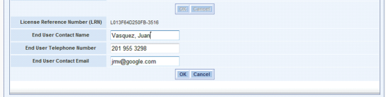 License information for License Registration Number