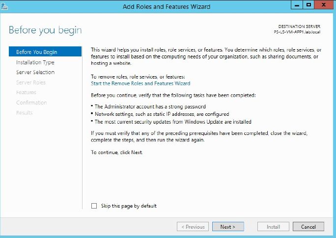Windows Control Panel Add Roles and Features Wizard