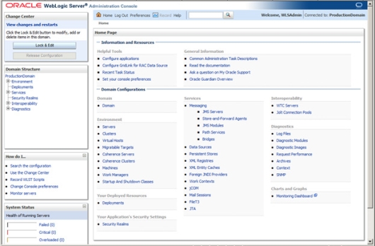Oracle WebLogic Server Administration Console